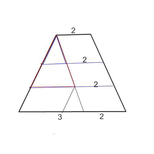 решите пожалуйста (хватит ответа) 1)боковую сторону трапеции разделили ...