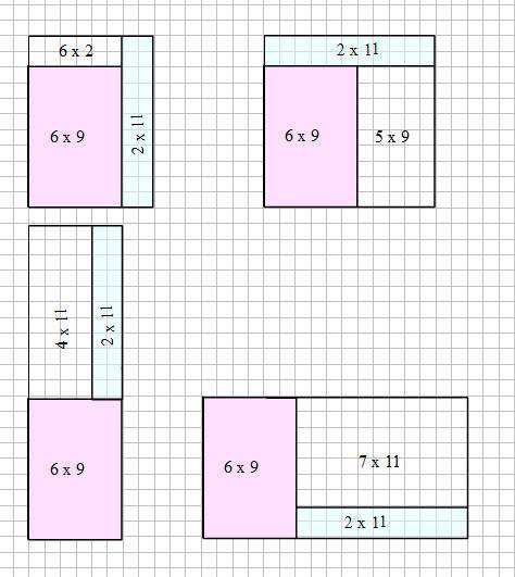 Буратино взял клетчатый картонный прямоугольник и разделил его на три ...