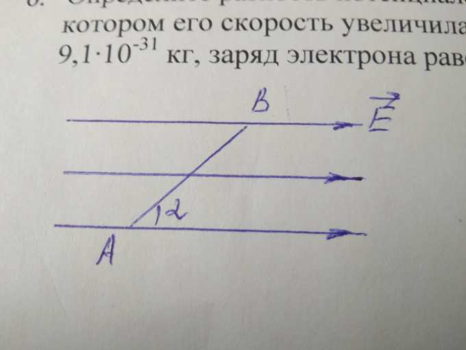 Найдите напряжение между точками А и В, если напряжённость поля 100кВ/м ...