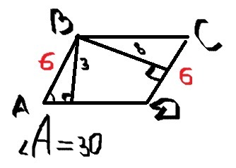 Высоты проведенные из вершины тупого угла параллелограмма. Острый угол параллелограмма равен 30 градусов. Параллелограмм угол угол 30 градусов. Параллелограмм с углом 30 градусов. Угол в параллелограмме равен 30 градусов.