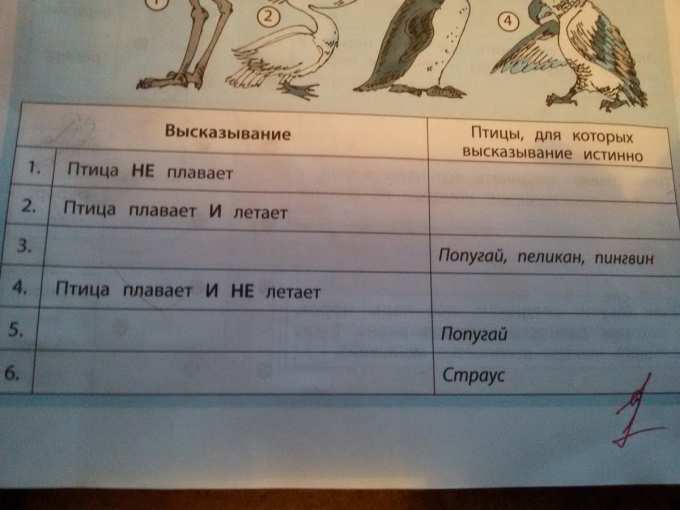 Впиши в фигуры номера рисунков закрась части фигур в таблице заполни таблицу высказываний