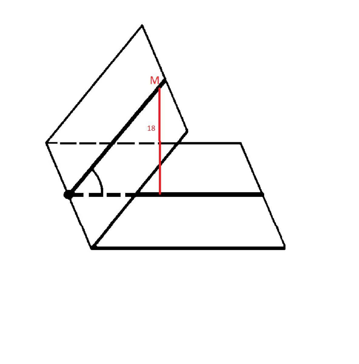 Дан двугранный угол,который равен 60 градусов. Точка М лежащая в одной ...