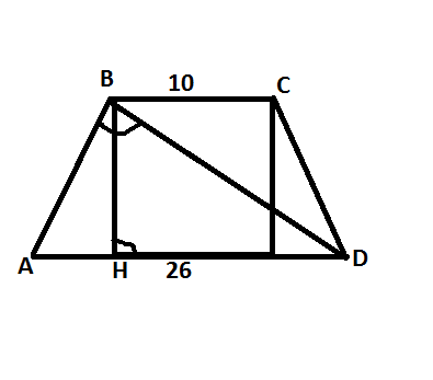 Высота вн делит. Диагонали прямоугольной трапеции перпендикулярны. А высота BH делит основание ad.