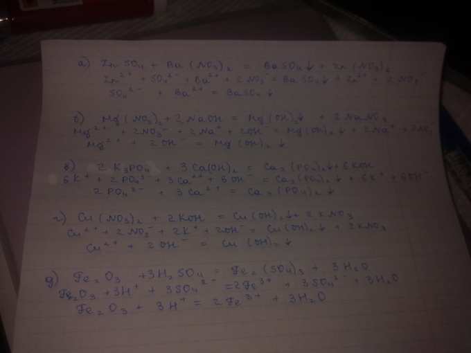 Напишите молекулярное, полное и сокращенное ионные уравнения реакций ...