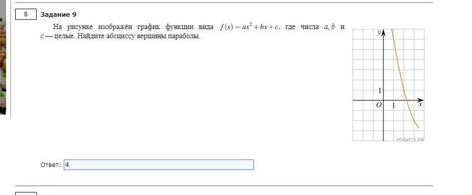 На рисунке изображен график функции вида f x ax2 bx c найдите ординату точки пересечения